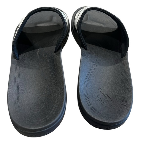 OluKai Slides Women’s Size 11 Black White Punua 'Olu Slip On Sandals Summer - Picture 7 of 13